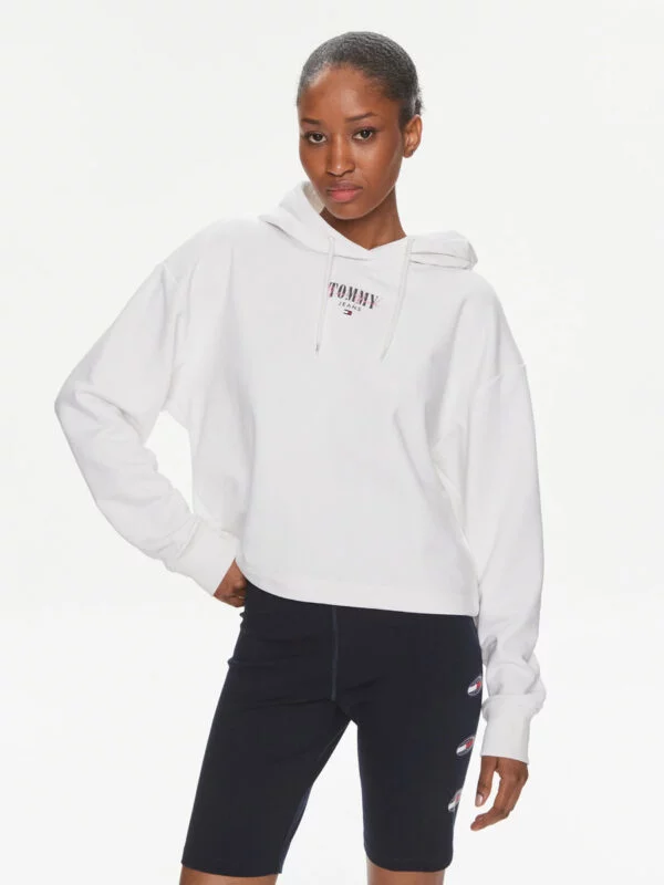 Tommy Jeans dámská bílá mikina - XS (YBR)