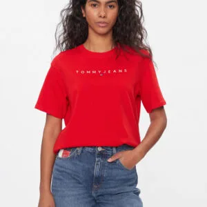 Tommy Jeans dámské červené tričko - XXS (XNL)