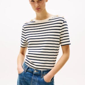 Tommy Hilfiger dámské pruhované tričko - XS (0FC)