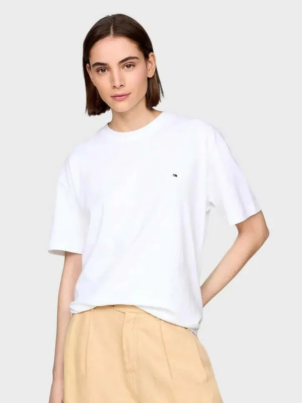 Tommy Hilfiger dámské bílé tričko - S (YCF)