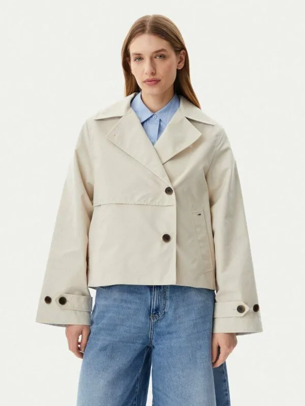 Tommy Jeans dámský béžový trenčkot - XS (ACG)