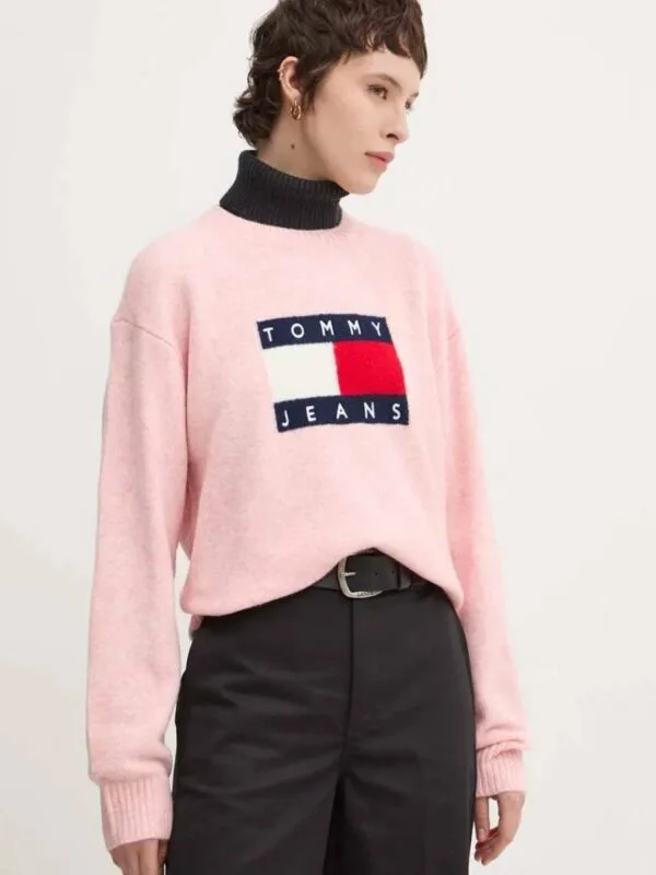 Tommy Jeans dámský růžový svetr - S (TVS)