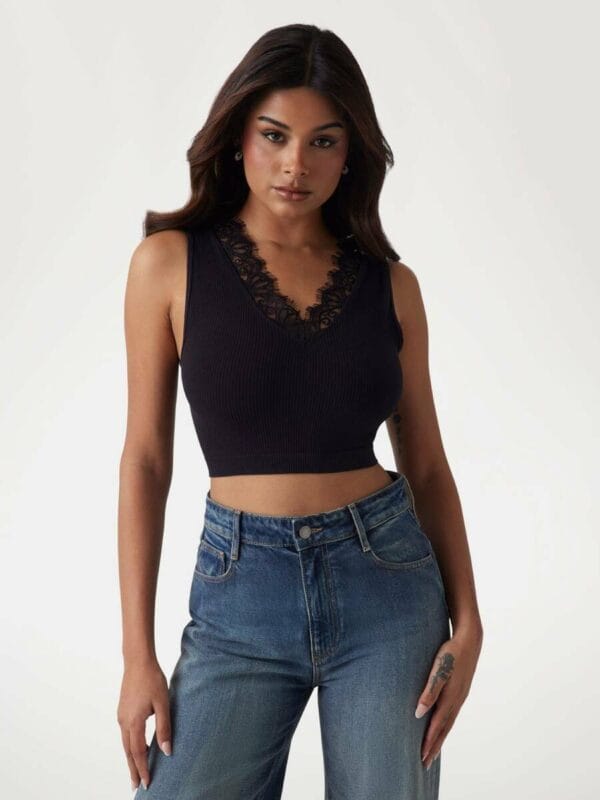 Guess dámský černý top - XS (JBLK)