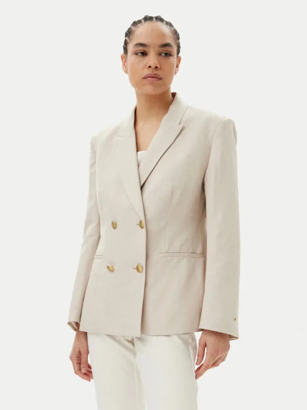 Tommy Hilfiger dámské béžové lněné sako  - 42 (ACI)