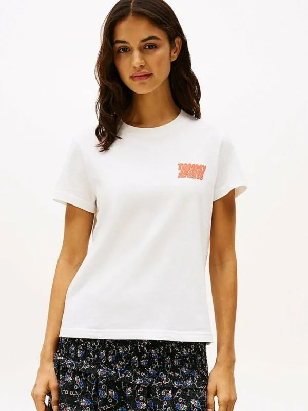 Tommy Jeans dámské bílé tričko - XS (YBL)