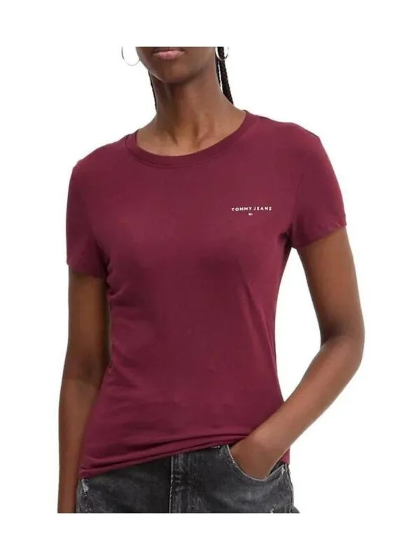 Tommy Jeans dámské vínové tričko - XL (VLP)