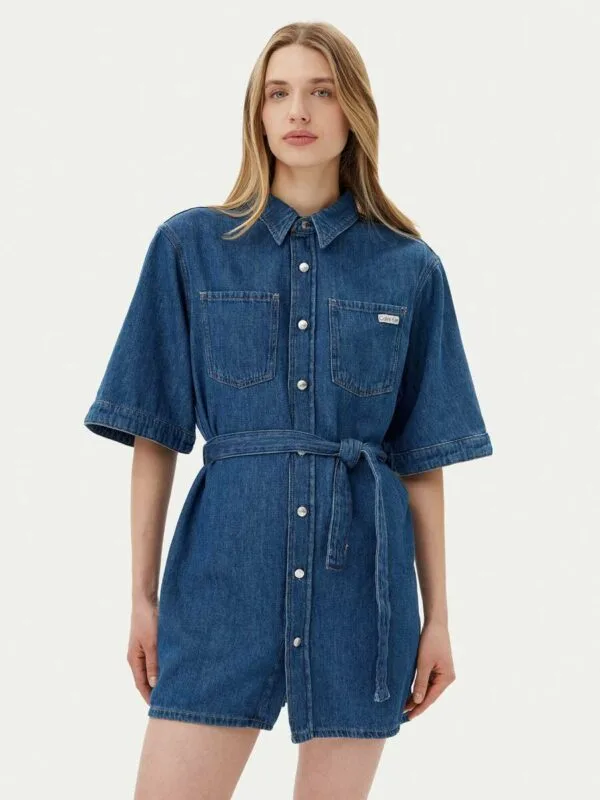 Calvin Klein dámské modré džínové šaty - XL (1A4)