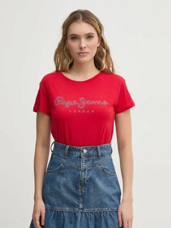 Pepe Jeans dámské červené tričko  - XS (255)