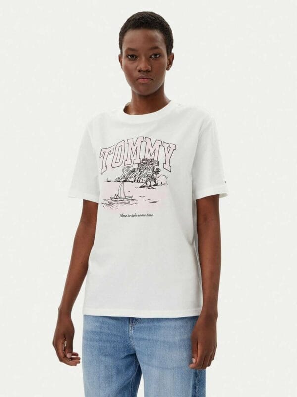 Tommy Jeans dámské bílé tričko - XS (YBL)