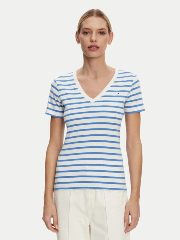 Tommy Hilfiger dámské pruhované tričko - XS (0FN)