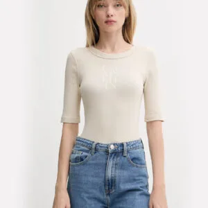 Calvin Klein dámské béžové tričko - XS (PB5)