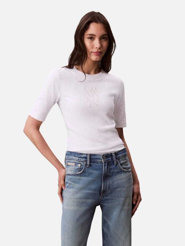 Calvin Klein dámské bílé tričko - XS (YAA)