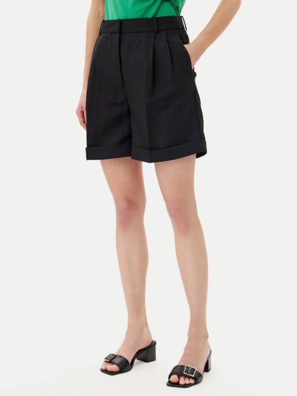Tommy hilfiger dámské lněné běžové šortky - 44 (BDS)