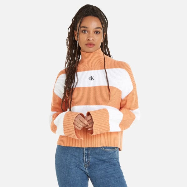 Calvin Klein dámský pruhovaný svetr J20J222250 L
