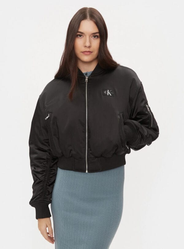 Calvin Klein dámský saténový černý bomber J20J222591 L