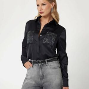 Guess dámská černá košile W5RH40WFQC2 L