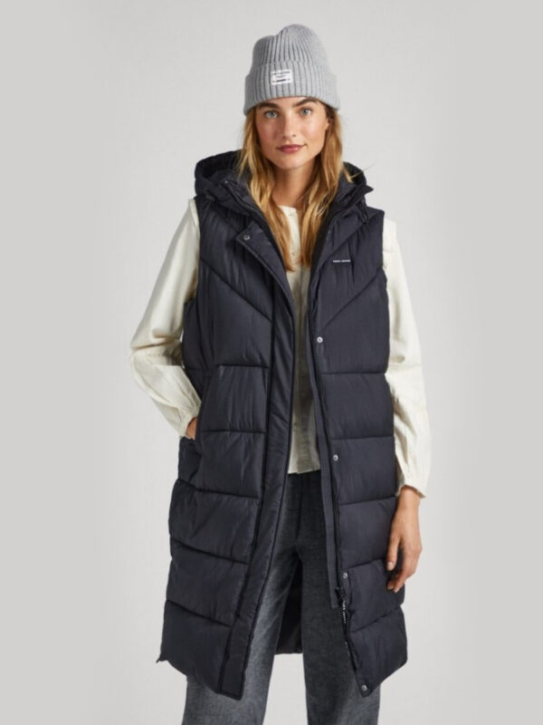 Pepe Jeans dámská černá dlouhá vesta PL402263999 S