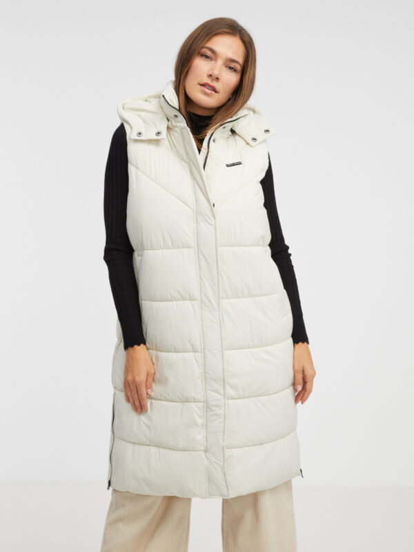 Pepe Jeans dámská krémová dlouhá vesta PL402263804 S