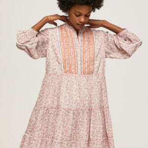 Pepe Jeans dámské bílo červené vzorované šaty PL9532770AA S