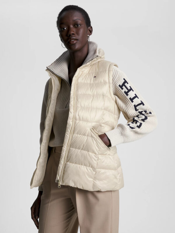 Tommy Hilfiger dámská béžová prošívaná vesta WW0WW39582 XL