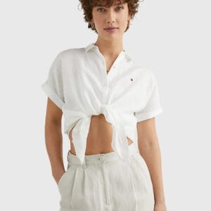 Tommy Hilfiger dámská bílá lněná košile WW0WW38589 38