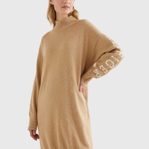 Tommy Hilfiger dámské béžové svetrové šaty WW0WW36651 M