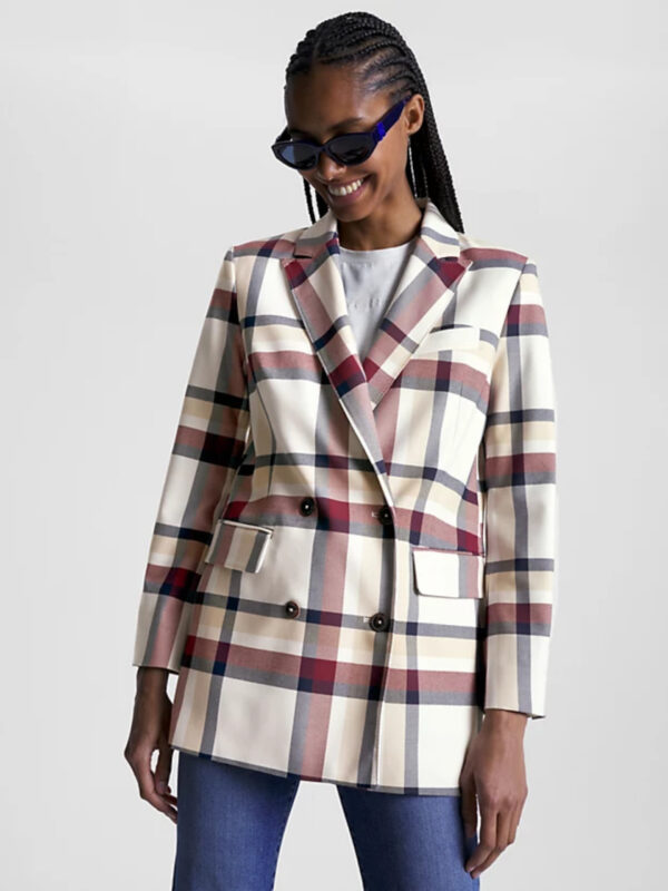 Tommy Hilfiger dámské dvouřadé kárované sako WW0WW40052 40