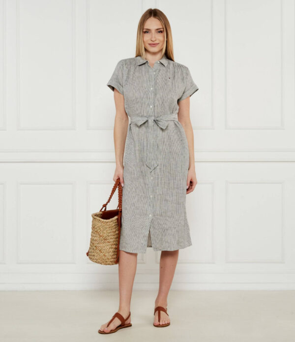 Tommy Hilfiger dámské košilové lněné šaty WW0WW44653 42