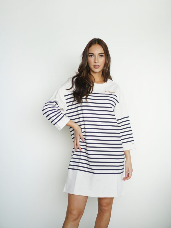 Tommy Hilfiger dámské krémové pruhované šaty WW0WW37848 M