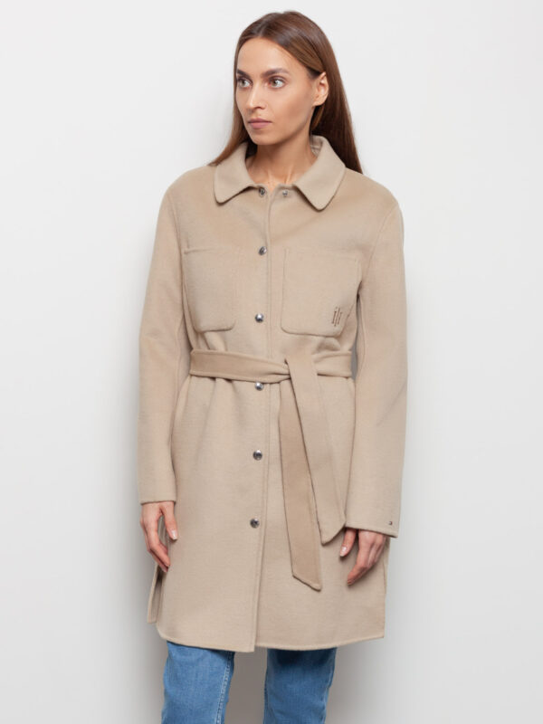 Tommy Hilfiger dámský béžový kabát WW0WW34712 40