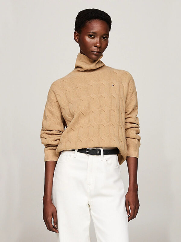 Tommy Hilfiger dámský hnědý vlněný svetr WW0WW43102 S