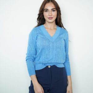 Tommy Hilfiger dámský modrý svetřík WW0WW38538 L