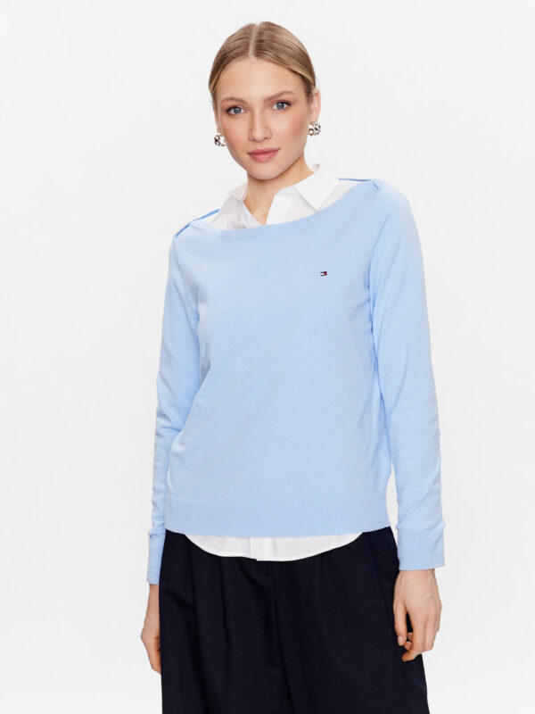 Tommy Hilfiger dámský světle modrý svetr WW0WW37938 M