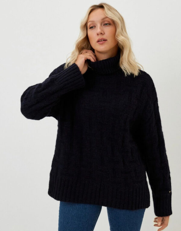 Tommy Hilfiger dámský tmavě modrý rolákový svetr WW0WW39886 XL