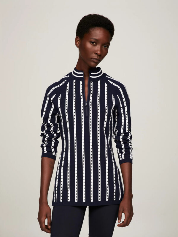 Tommy Hilfiger dámský tmavě modrý svetr se vzorem WW0WW40828 L