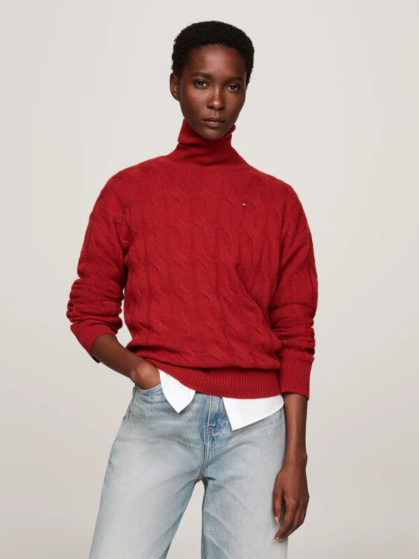 Tommy Hilfiger dámský vínový svetr WW0WW43102 L