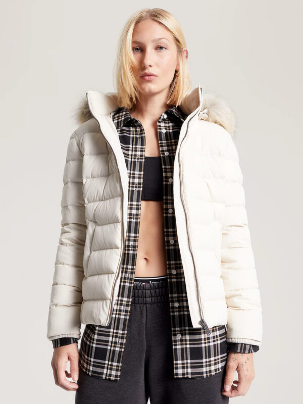 Tommy Jeans dámská krémová zimní bunda DW0DW08588 XS