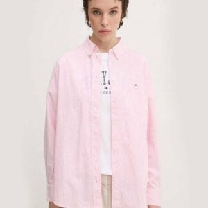 Tommy Jeans dámská růžovo-bílá košile DW0DW19805 L