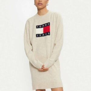 Tommy Jeans dámské béžové úpletové šaty DW0DW18719 L
