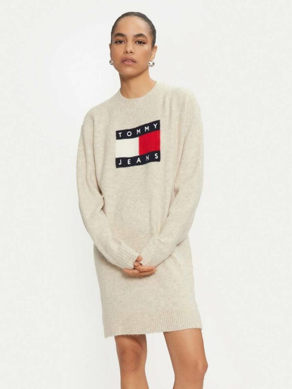 Tommy Jeans dámské béžové úpletové šaty DW0DW18719 L