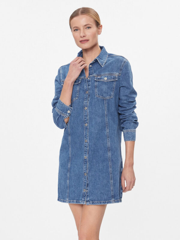 Tommy Jeans dámské modré džínové šaty DW0DW17542 L