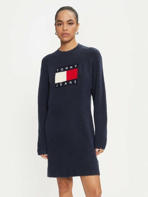 Tommy Jeans dámské modré úpletové šaty DW0DW18719 XL