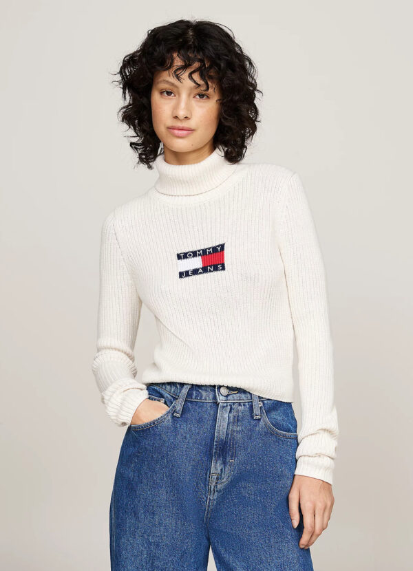 Tommy Jeans dámský béžový rolák DW0DW18678 M