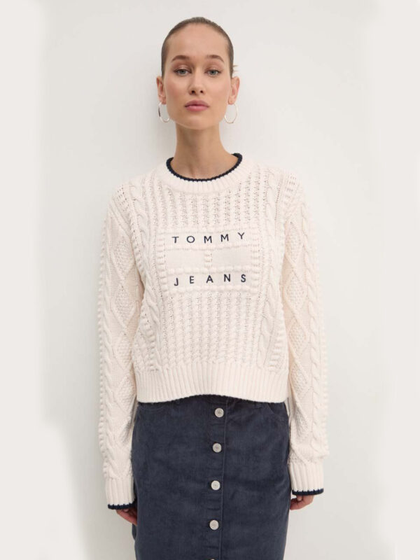 Tommy Jeans dámský krémový svetr DW0DW18522 L