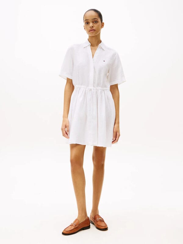 Tommy Hilfiger dámské bílé lněné šaty WW0WW44672 40