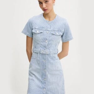 Tommy Jeans dámské modré džínové šaty DW0DW20103 XL