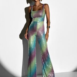 Barevný třpytivý společenský flitrovaný overal OFELIE Velikost: ONESIZE