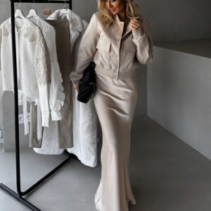 Béžová krátká koženková bunda NIANH Velikost: L