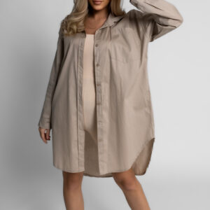 Béžová oversize košile WANT s kapsičkou