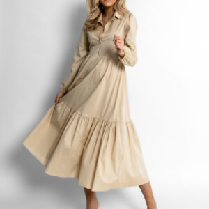 Béžové basic košilové šaty ANITE 97% bavlna